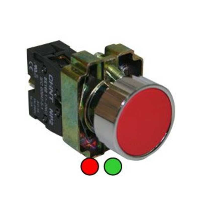 Pulsador metálico rojo, 1NC, IP40 Ø22mm — CHINT