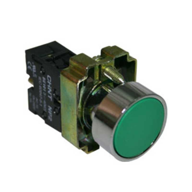 Pulsador metálico verde, 1NA, IP40 Ø22mm — CHINT