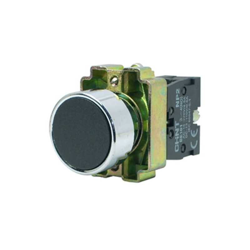 Pulsador plano negro, metálico, contacto modular 1NA, IP40 — CHINT