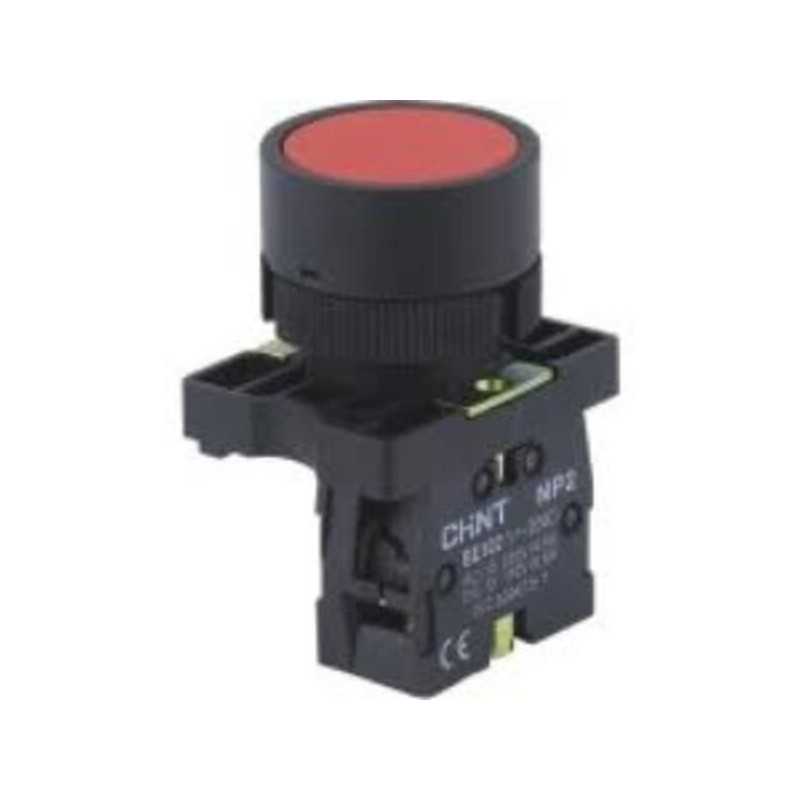 Pulsador plano rojo, contacto modular NC, Ø22mm — CHINT