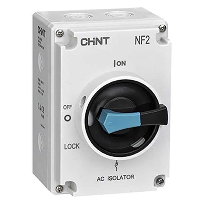 Seccionador NF2 en caja IP66, 32A, 3P, AC-23A, 415V, Bloqueo por candado — CHINT