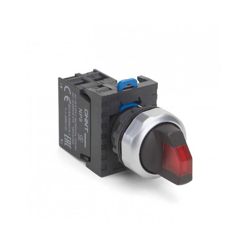 Selector Iluminado 2 pos. c/retorno Rojo 110Vac-230Vac — CHINT