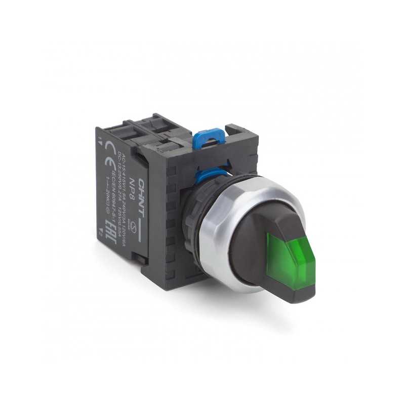 Selector Iluminado 2 pos. c/retorno Verde 24Vac/dc — CHINT