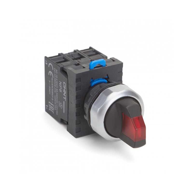 Selector Iluminado 3 pos. c/retorno Rojo 110Vac-230Vac — CHINT