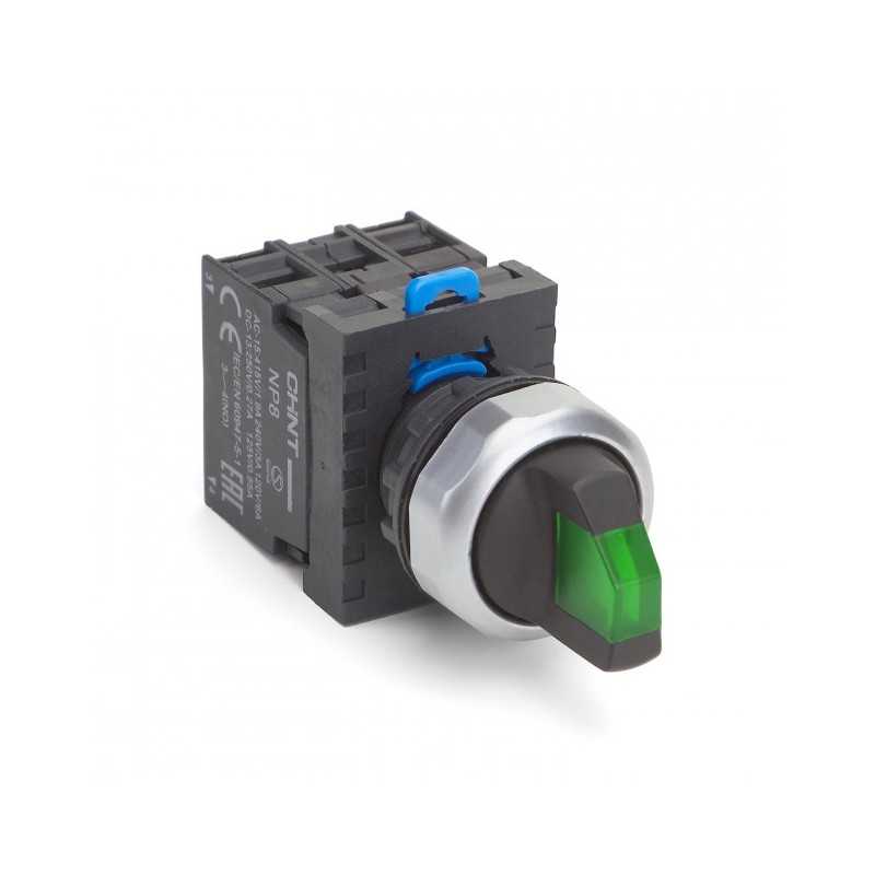 Selector Iluminado 3 pos. c/retorno Verde 110Vac-230Vac — CHINT