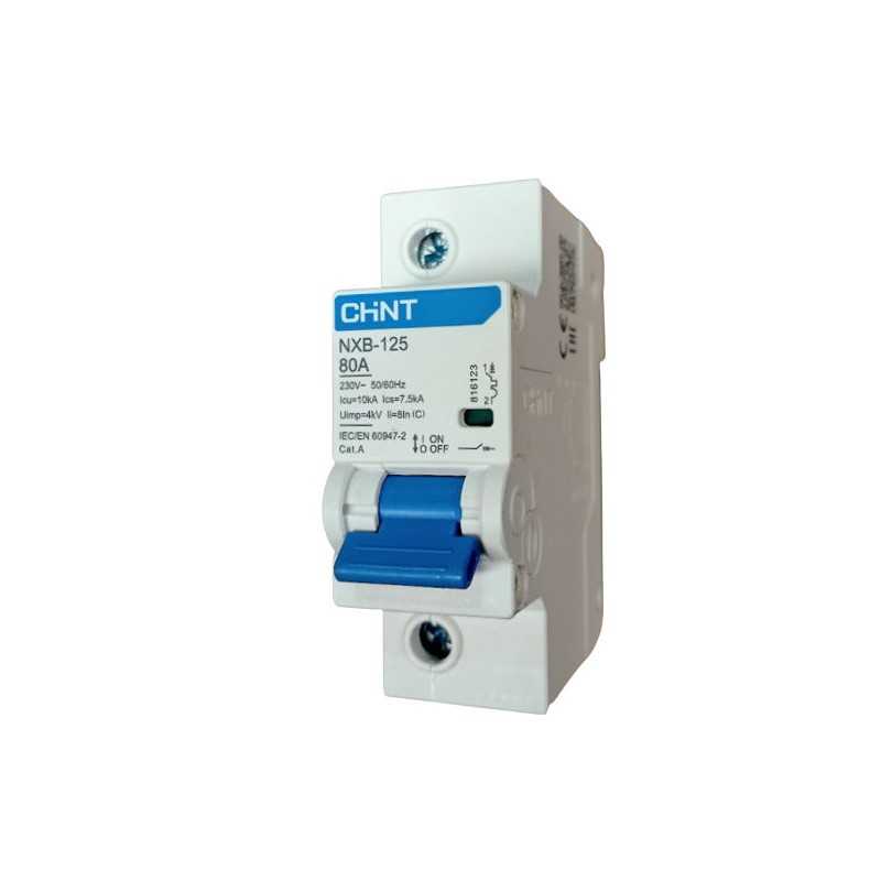 Interruptor 1Px80A 10kA curva C, NXB-125H Chint — CHINT