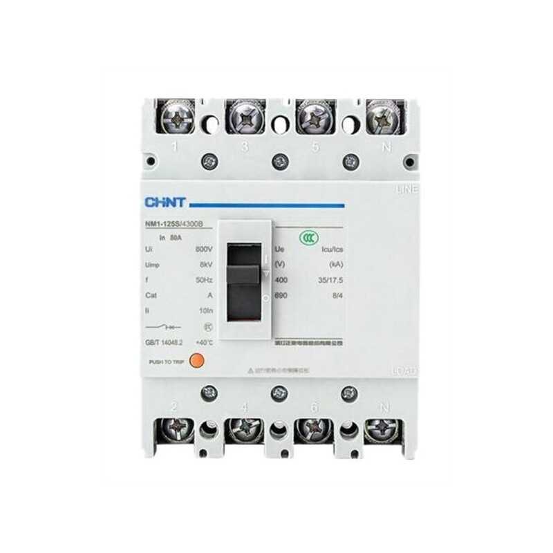 Interruptor 4P NM1-125H/4300 80A (fijo) 690V: 50kA — CHINT