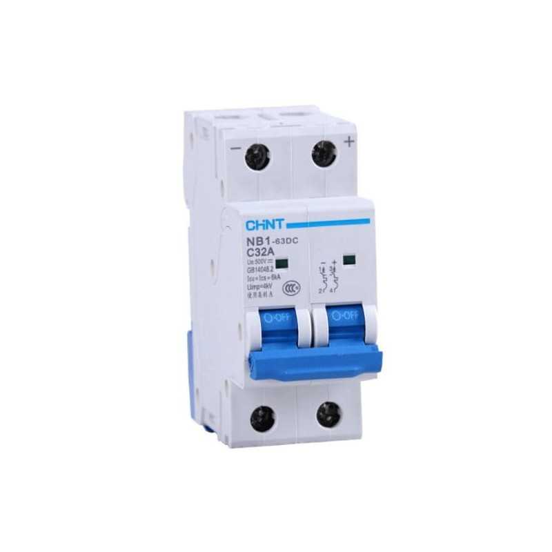 Interruptor DC 2Px10A 500VDC, curva C, NB1-63DC-2P-C10 — CHINT