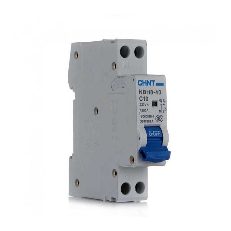 Interruptor MCB 1P+N 16A 6kA curva B NBH8 — CHINT