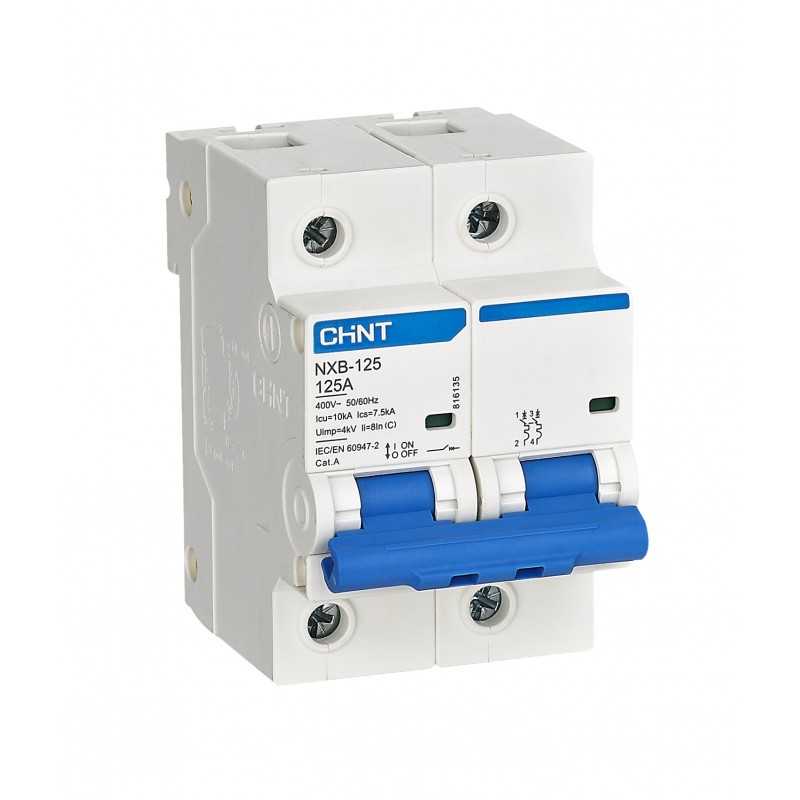 Interruptor MCB 2Px80A curva C 10kA, NXB-125 — CHINT