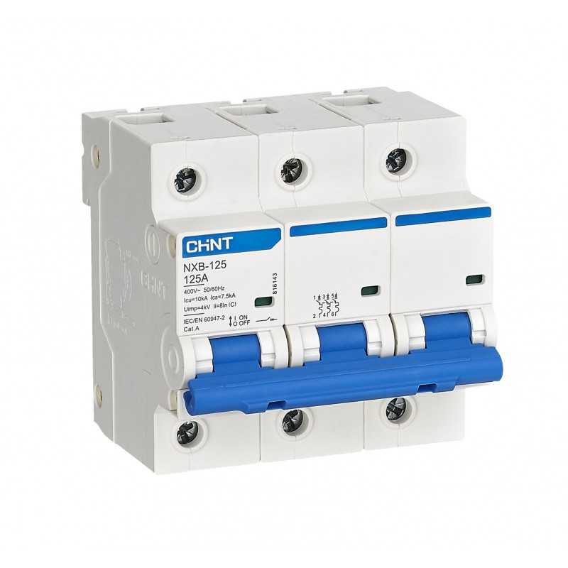 Interruptor MCB 3Px80A curva D 10kA, NXB-125 — CHINT