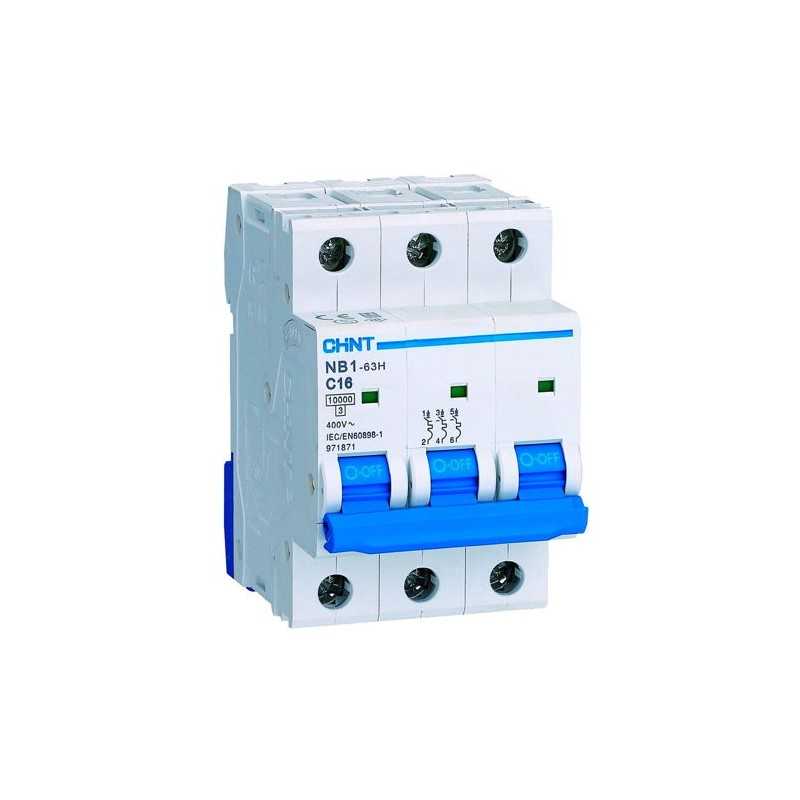 Interruptor MCB curva C 3Px50A, 10kA IEC60947-2 — CHINT