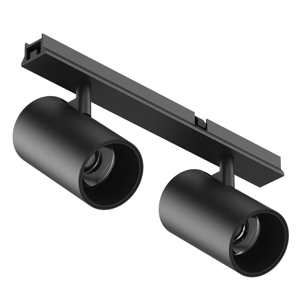Foco para Riel Magnetico Doble Spot Negro Luz Calida 10W — Colors